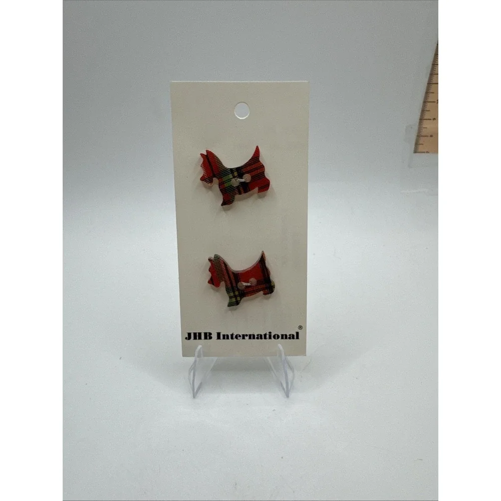 NOS JHB International Plaid Scottie Dog Buttons 373 1
